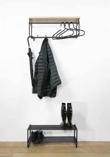 SPINDER DESIGN rektangulr Clint knagerkke, m. hylde, bjlestang og 5 knager - sort stl