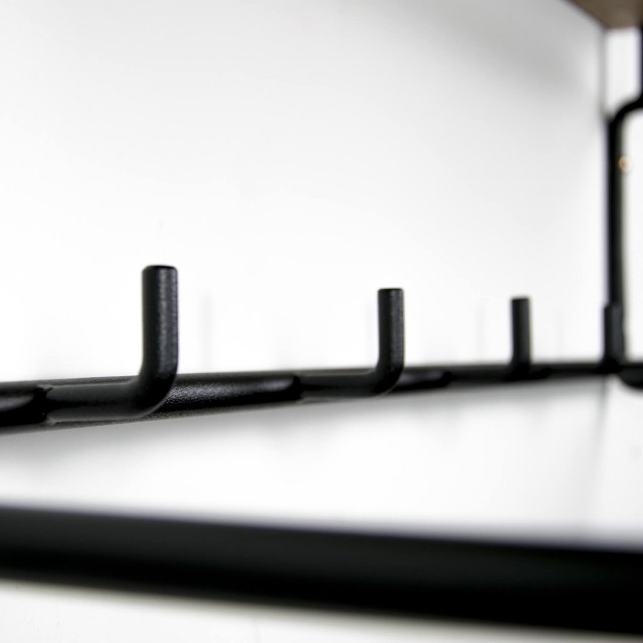 SPINDER DESIGN rektangulr Clint knagerkke, m. hylde, bjlestang og 5 knager - sort stl