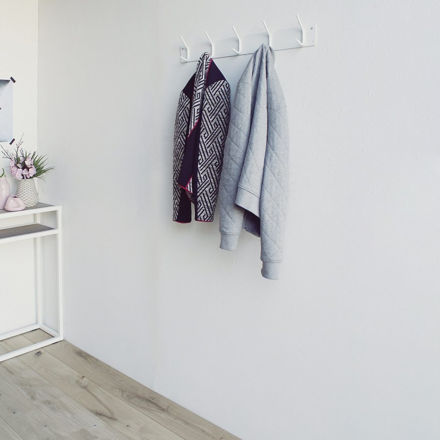 SPINDER DESIGN rektangulr Fusion knagerkke, m. 5 knager - hvid stl