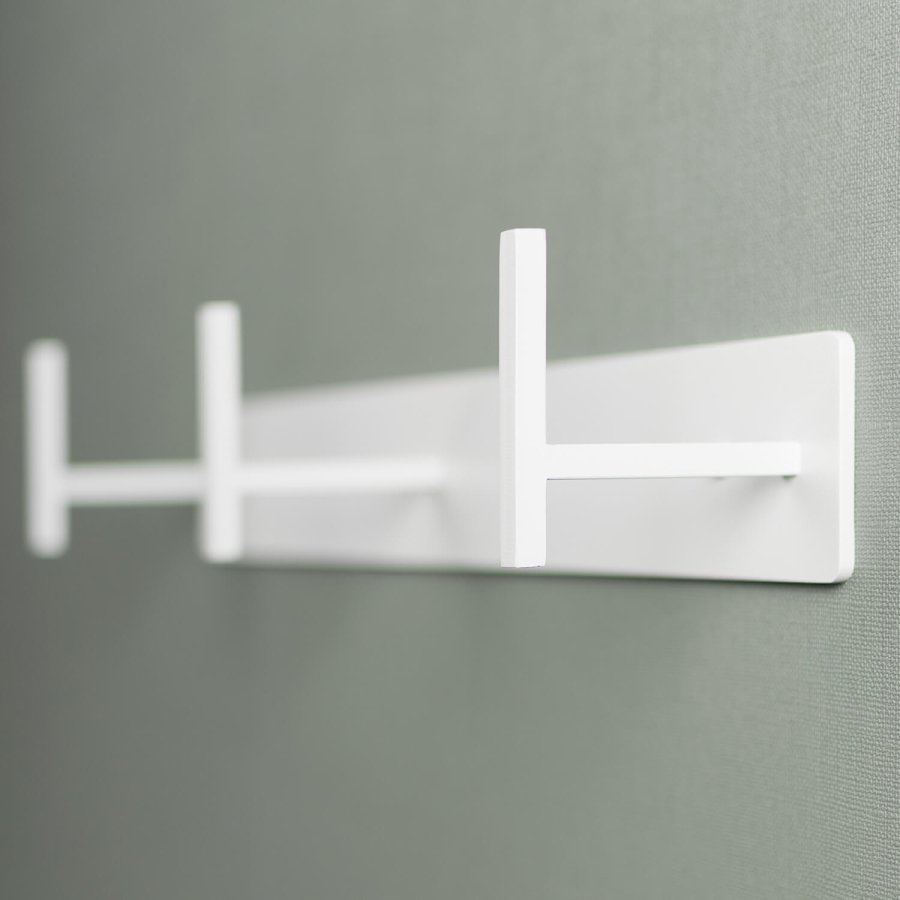 SPINDER DESIGN rektangulr Chapman knagerkke, m. 3 knager - hvid stl 