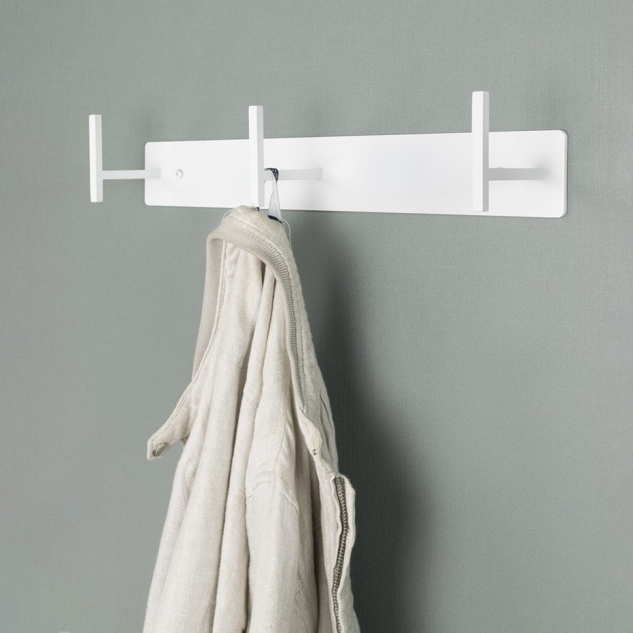 SPINDER DESIGN rektangulr Chapman knagerkke, m. 3 knager - hvid stl 