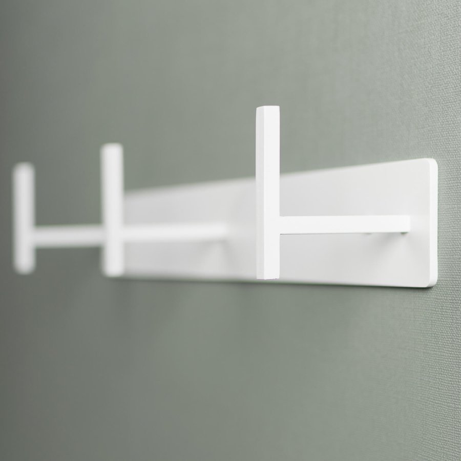 SPINDER DESIGN rektangulr Chapman knagerkke, m. 3 knager - hvid stl 