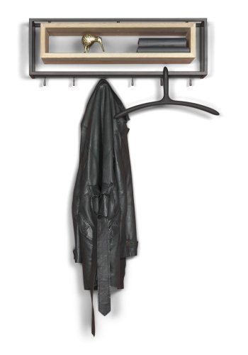 SPINDER DESIGN School knagerkke, m. 6 knager og trhylde - egetr og sort stl (78x29,5)