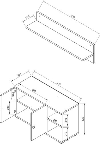 VCM NORDIC Gados L knagerkke og skab, m. 2 lger og 2 hylder - hvid tr