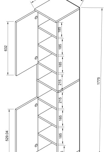 VCM NORDIC Gados M skoskab, m. 2 lger, 7 hylder - hvid og antracitgr tr