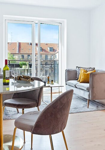 HOUSE NORDIC Geneve spisebordsstol - gr/messing velour/stl 