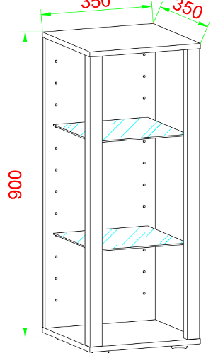 VCM NORDIC Glasol M vitrineskab, m. 2 glashylder - hvid tr