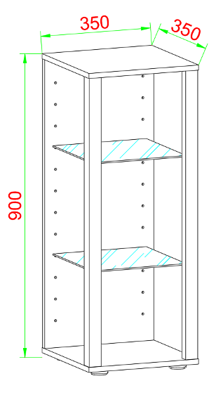 VCM NORDIC Glasol M vitrineskab, m. 2 glashylder - antracitgr tr