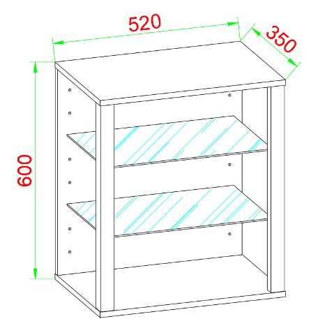VCM NORDIC Glasol S vitrineskab, m. 2 glashylder - antracitgr tr