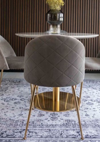 HOUSE NORDIC Geneve spisebordsstol - gr/messing velour/stl 