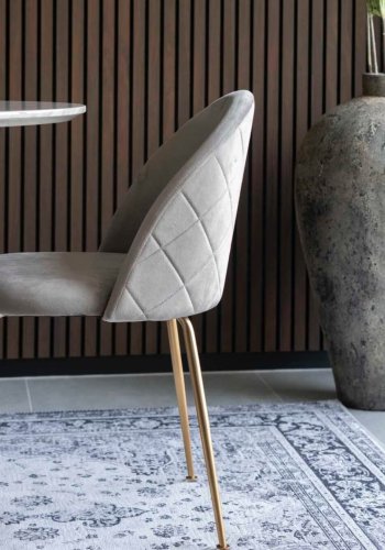 HOUSE NORDIC Geneve spisebordsstol - gr/messing velour/stl 