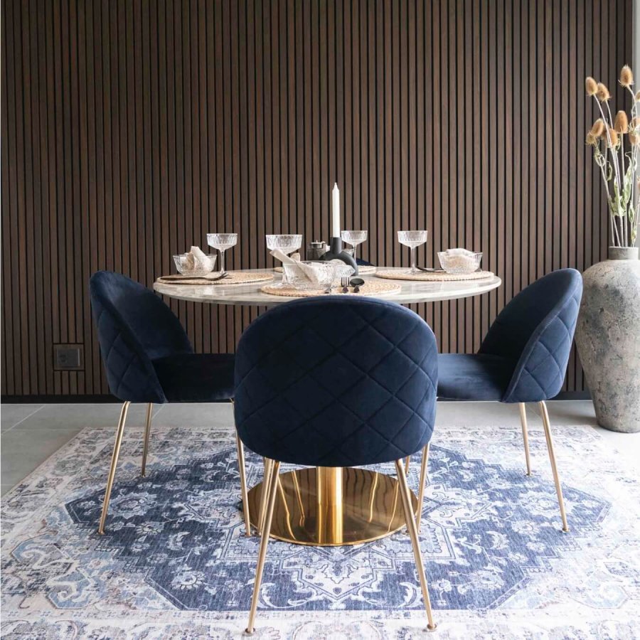 HOUSE NORDIC Geneve spisebordsstol - bl/messing velour/stl 