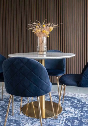 HOUSE NORDIC Geneve spisebordsstol - bl/messing velour/stl 