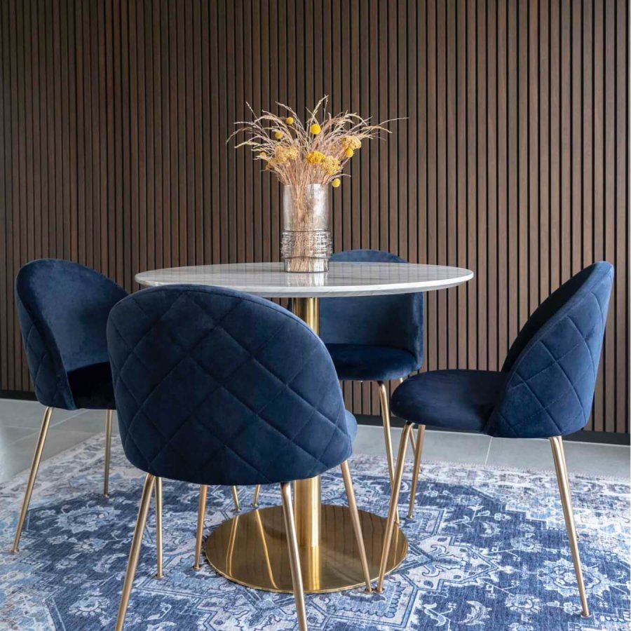 HOUSE NORDIC Geneve spisebordsstol - bl/messing velour/stl 