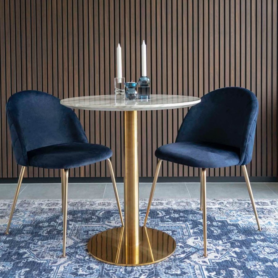 HOUSE NORDIC Geneve spisebordsstol - bl/messing velour/stl 