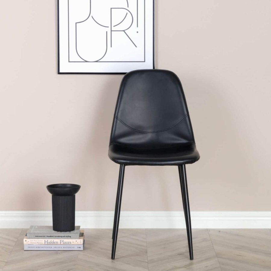VENTURE DESIGN Polar spisebordsstol - sort PU og metal