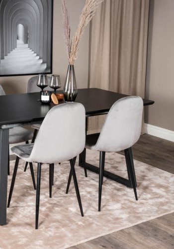 VENTURE DESIGN Polar spisebordsstol - gr velour og sort metal
