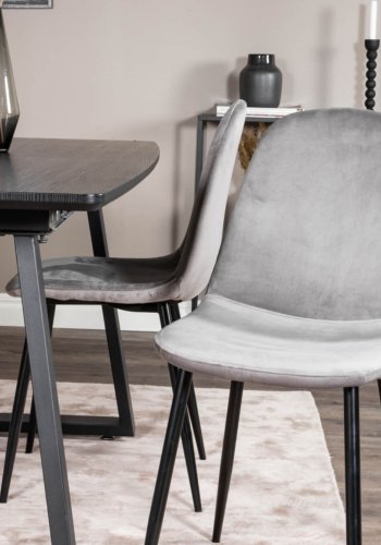 VENTURE DESIGN Polar spisebordsstol - gr velour og sort metal