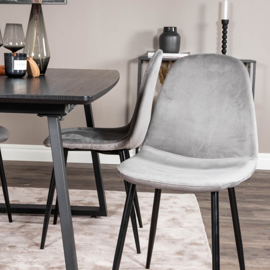 VENTURE DESIGN Polar spisebordsstol - gr velour og sort metal
