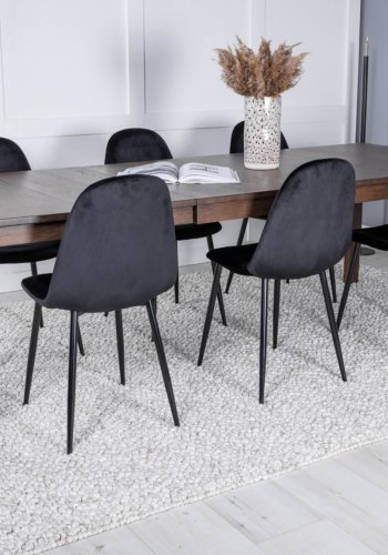 VENTURE DESIGN Polar spisebordsstol - sort velour og sort metal