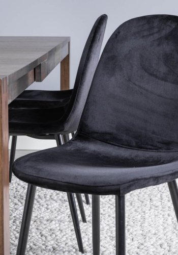 VENTURE DESIGN Polar spisebordsstol - sort velour og sort metal