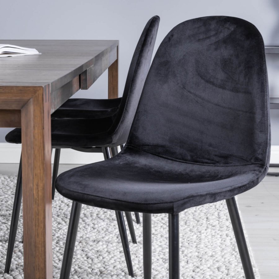 VENTURE DESIGN Polar spisebordsstol - sort velour og sort metal