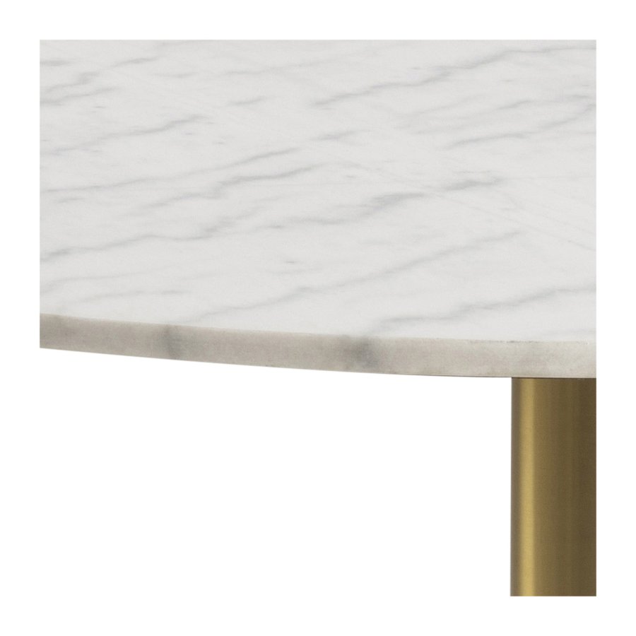ACT NORDIC Corby rund spisebord - hvid marmor og messing metal (105)