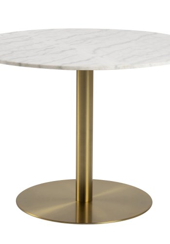 ACT NORDIC Corby rund spisebord - hvid marmor og messing metal (105)