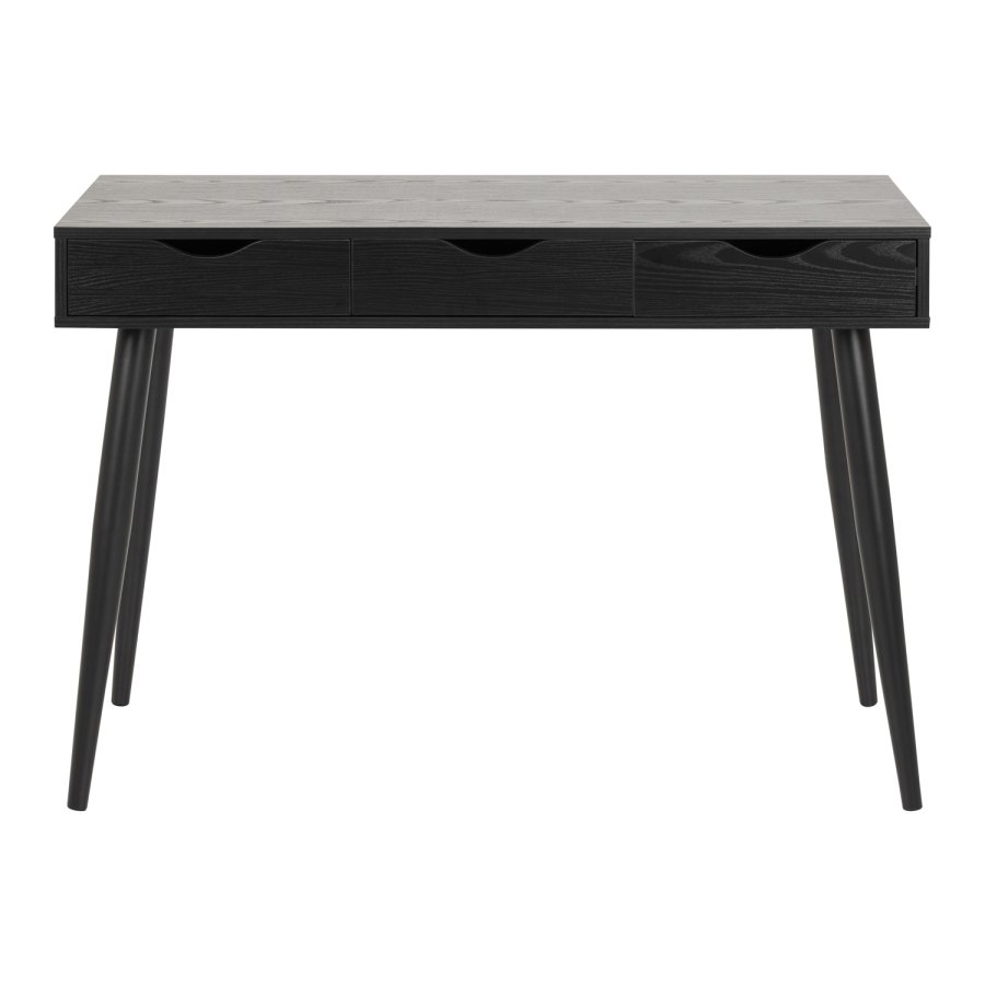 ACT NORDIC Neptun skrivebord - sort asketrsmelamin/metal, m. 3 skuffer (110x50)