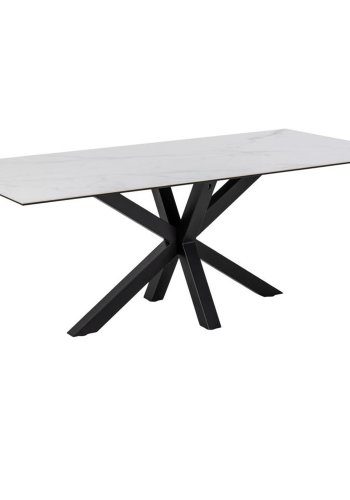 ACT NORDIC Heaven spisebord - hvid glas/keramik og sort metal (200x100)