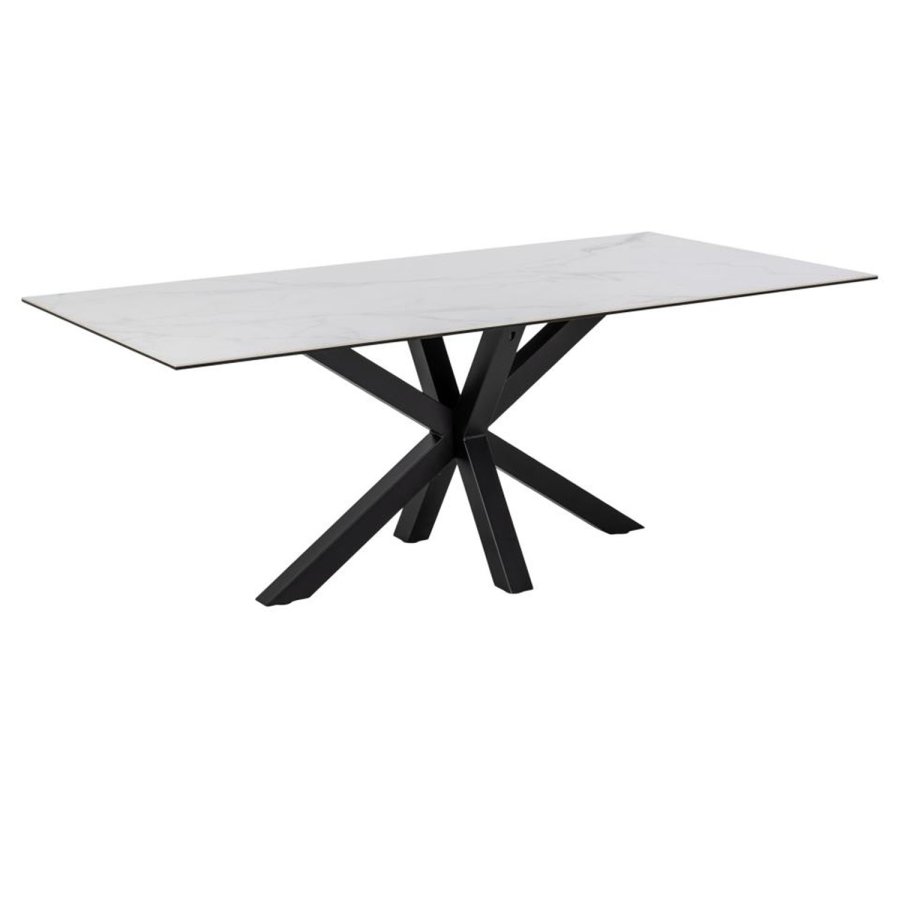 ACT NORDIC Heaven spisebord - hvid glas/keramik og sort metal (200x100)