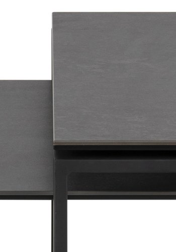 ACT NORDIC Katrine sofabordsst - sort glas/keramik og sort metal (115x69)