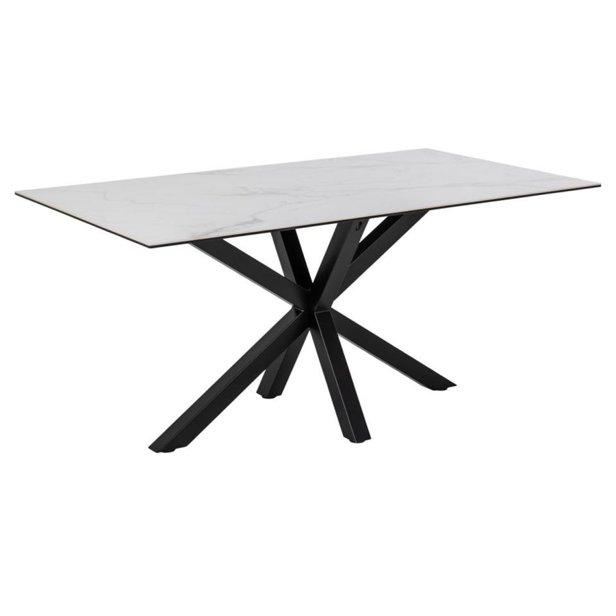 ACT NORDIC Heaven spisebord  - hvid glas/keramik og sort metal (160x90)