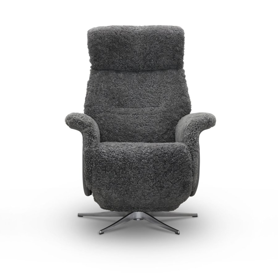 HAGA Lissabon recliner lnestol, m. to motorer - lysegr freskind og metal