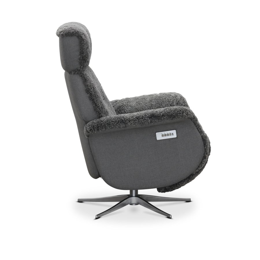 HAGA Lissabon recliner lnestol, m. to motorer - lysegr freskind og metal