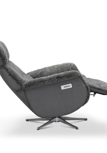 HAGA Lissabon recliner lnestol, m. to motorer - lysegr freskind og metal