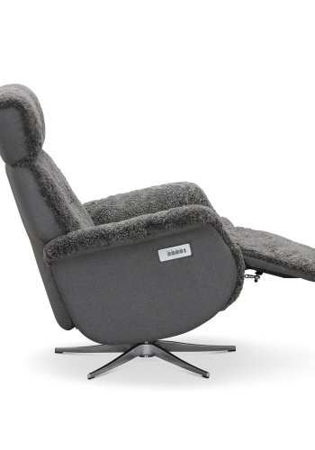 HAGA Lissabon recliner lnestol, m. to motorer - lysegr freskind og metal
