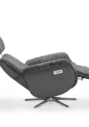 HAGA Lissabon recliner lnestol, m. to motorer - lysegr freskind og metal