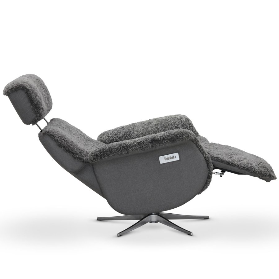 HAGA Lissabon recliner lnestol, m. to motorer - lysegr freskind og metal