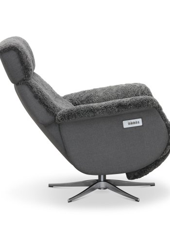 HAGA Lissabon recliner lnestol, m. to motorer - lysegr freskind og metal