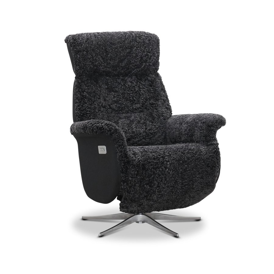 HAGA Lissabon recliner lnestol, m. 2 motorer - mrkegr freskind og metal