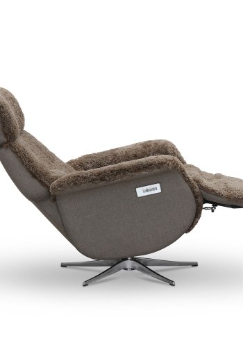 HAGA Lissabon recliner lnestol, m. 2 motorer - lysebrun freskind og metal