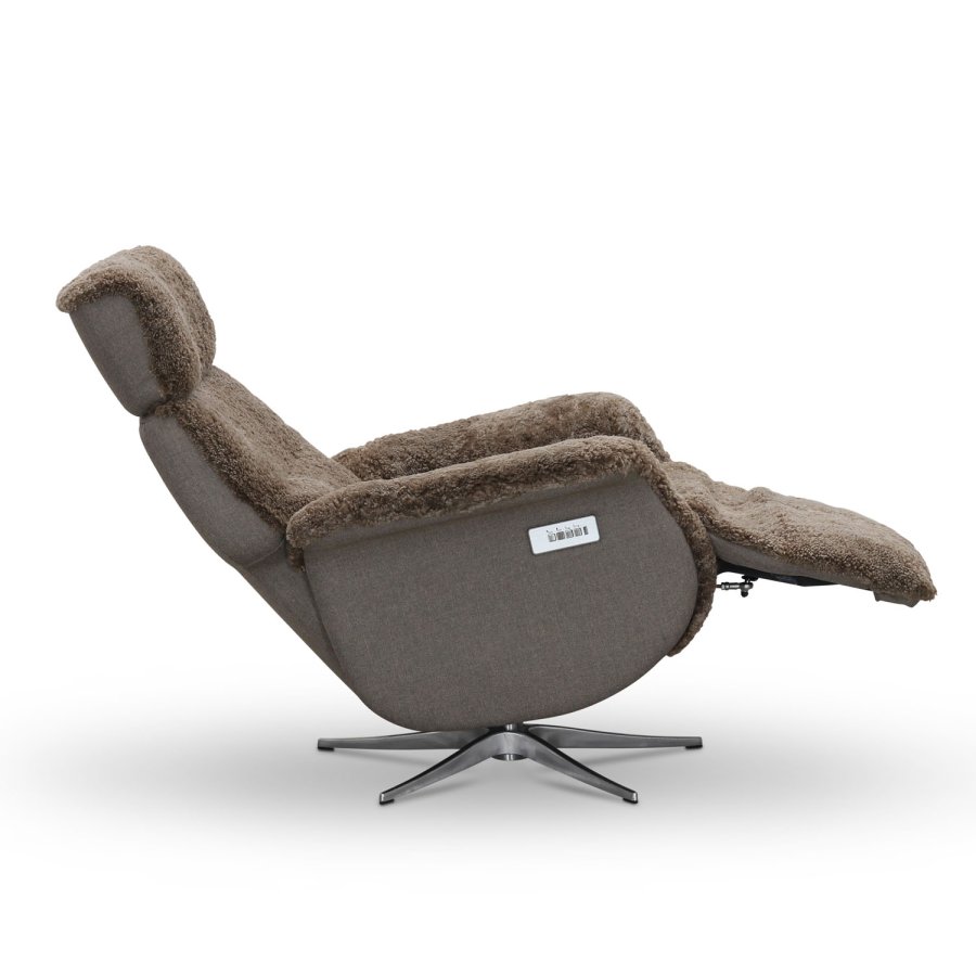 HAGA Lissabon recliner lnestol, m. 2 motorer - lysebrun freskind og metal