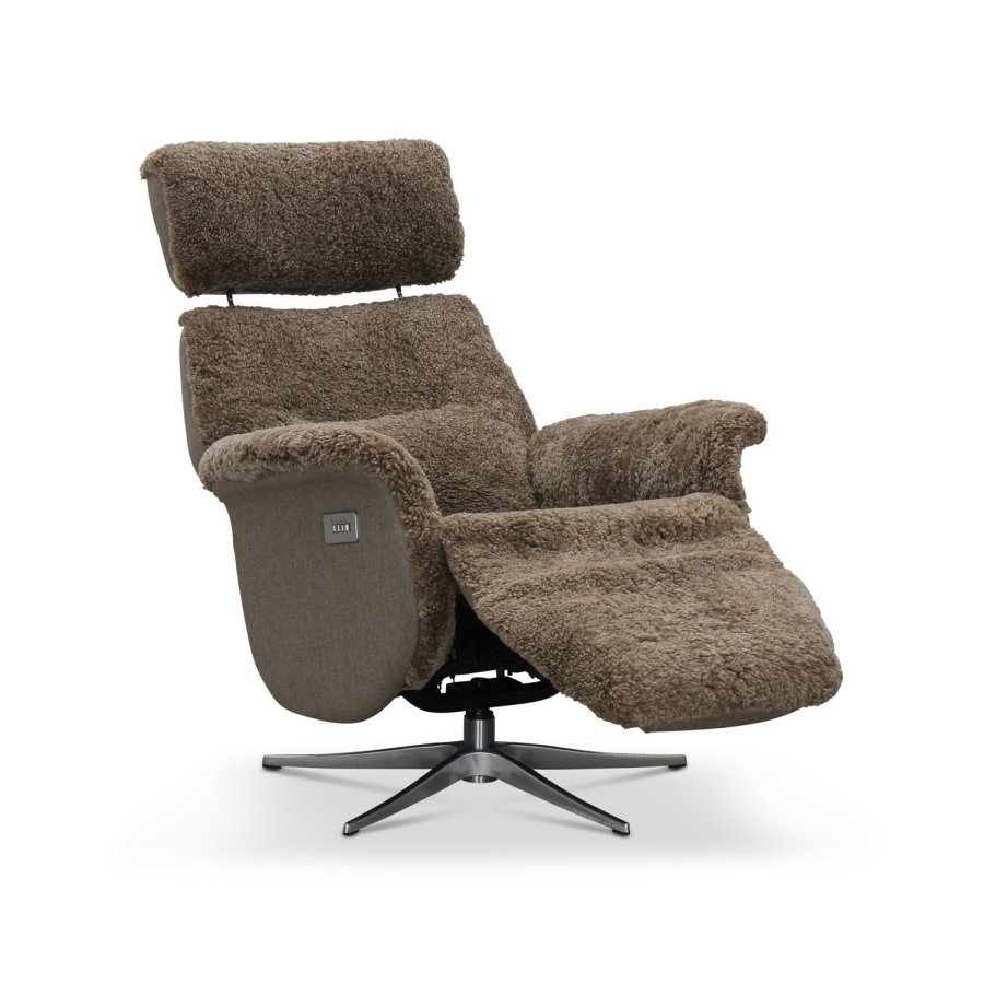 HAGA Lissabon recliner lnestol, m. 2 motorer - lysebrun freskind og metal