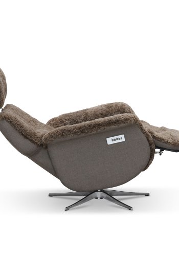 HAGA Lissabon recliner lnestol, m. 2 motorer - lysebrun freskind og metal