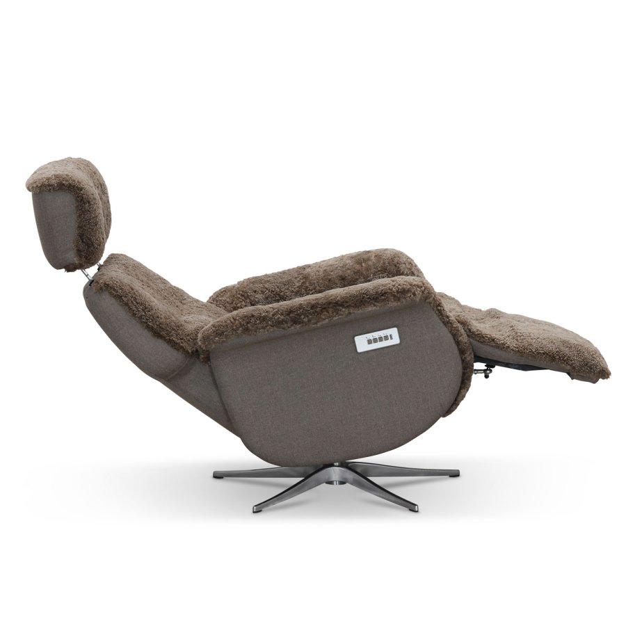 HAGA Lissabon recliner lnestol, m. 2 motorer - lysebrun freskind og metal