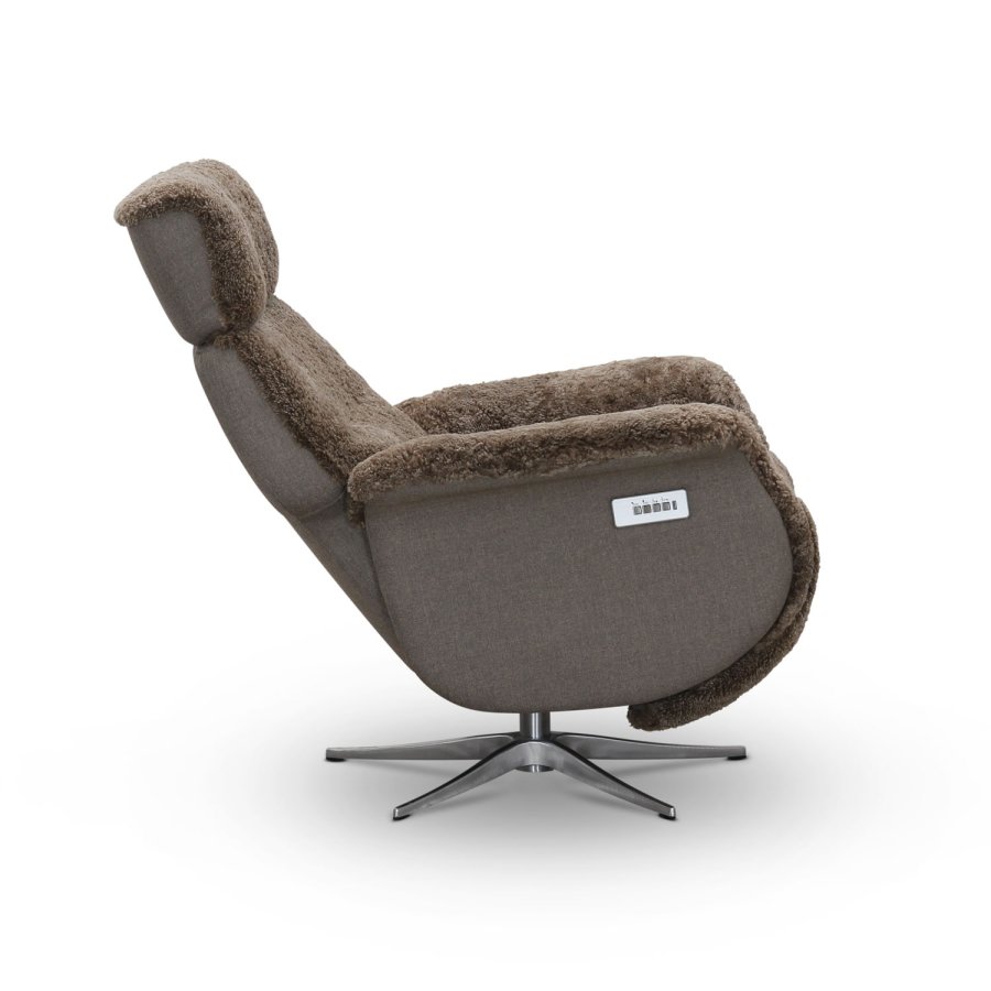 HAGA Lissabon recliner lnestol, m. 2 motorer - lysebrun freskind og metal