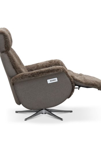 HAGA Lissabon recliner lnestol, m. 2 motorer - lysebrun freskind og metal