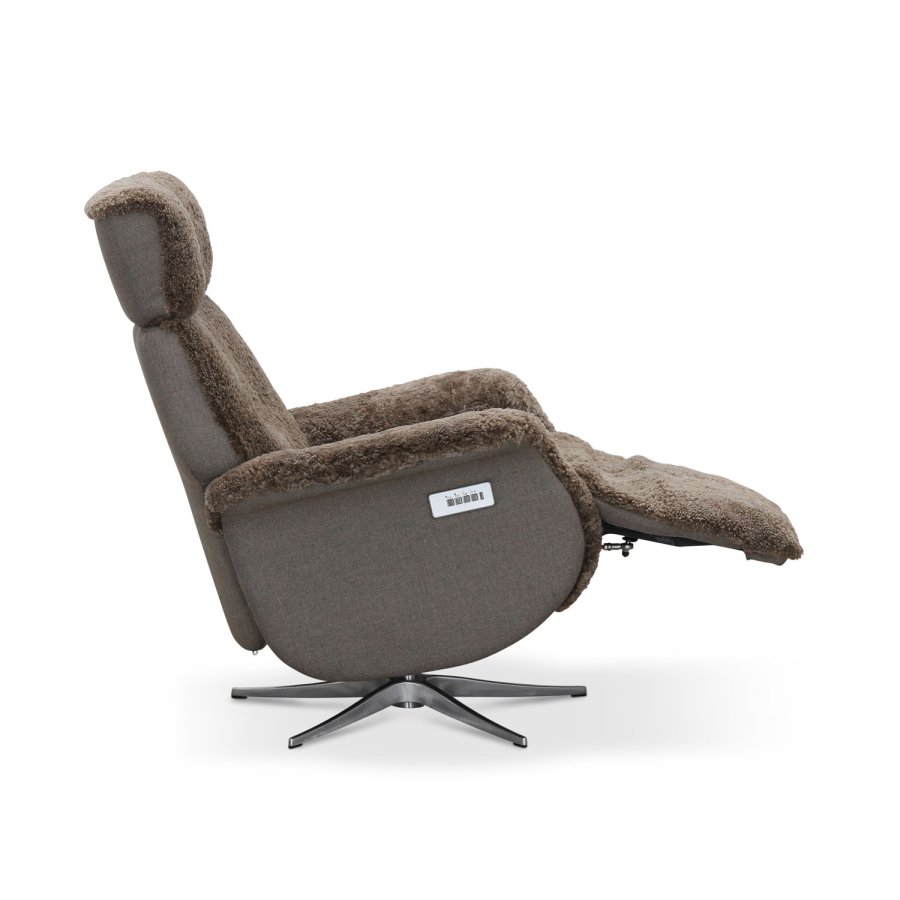 HAGA Lissabon recliner lnestol, m. 2 motorer - lysebrun freskind og metal