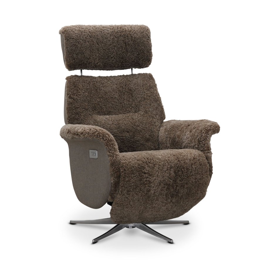 HAGA Lissabon recliner lnestol, m. 2 motorer - lysebrun freskind og metal